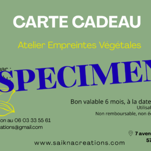 Carte cadeau - Atelier empreintes végétales 2h