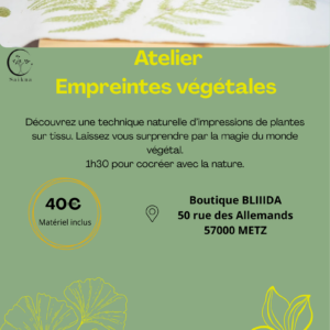 Atelier empreintes végétales 28/03/2026 15h30-17h